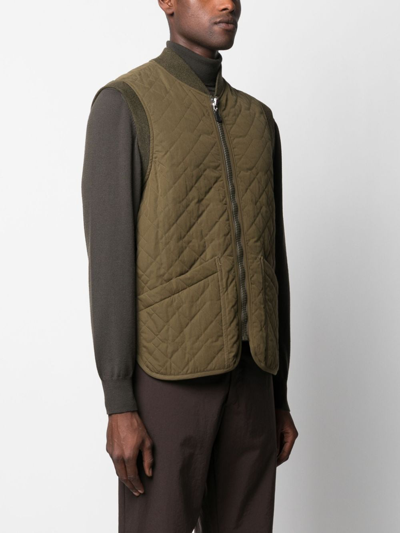 Shop Apc Silas Quilted Gilet In Green