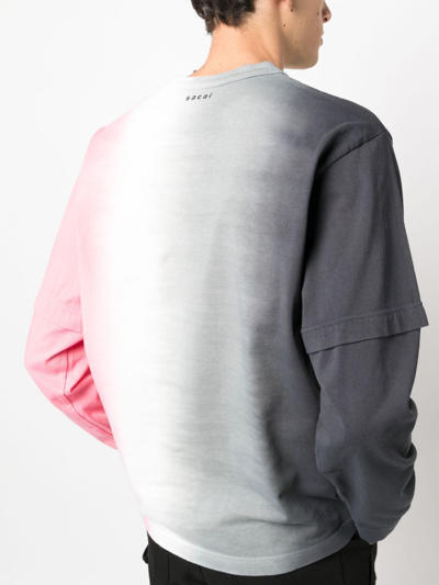 Shop Sacai Gradient-effect Cotton Sweatshirt In Grey