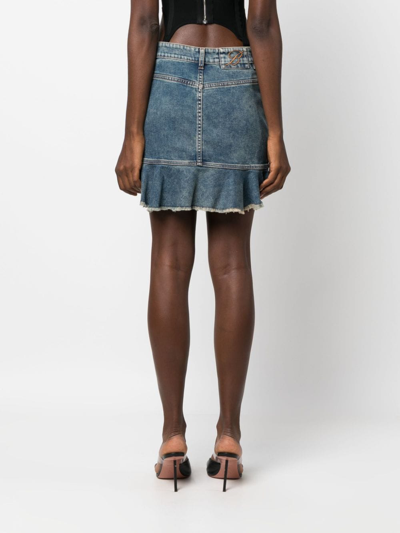 Shop Blumarine Cargo-pockets Denim Skirt In Blue