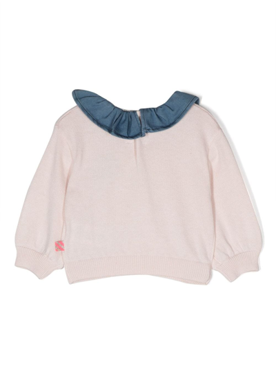 Shop Billieblush Sequin-embellished Ruffle-collar Sweatshirt In Pink