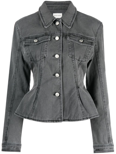 Shop Magda Butrym Fluted Denim Jacket In Grey