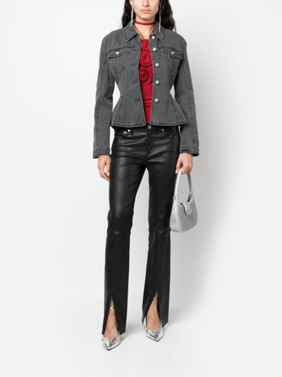 Magda Butrym Flared Cotton Denim Jacket In Grey