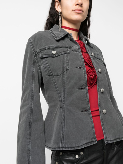 Magda Butrym Flared Cotton Denim Jacket In Grey