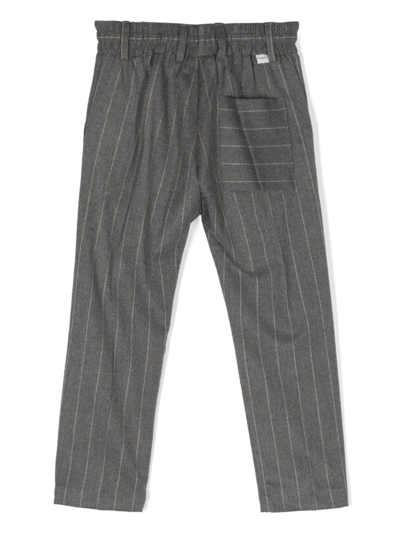 Shop Paolo Pecora Striped Drawstring-waist Trousers In Grey