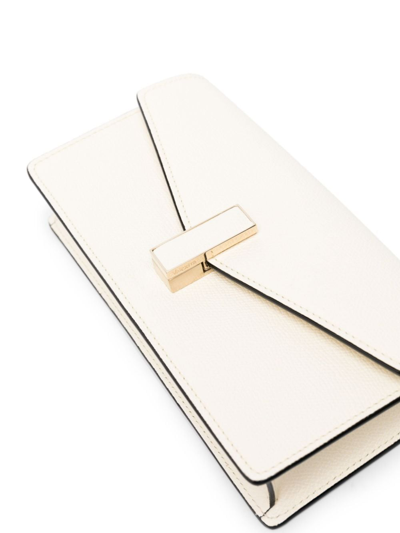 Shop Valextra Iside Leather Clutch Bag In Neutrals