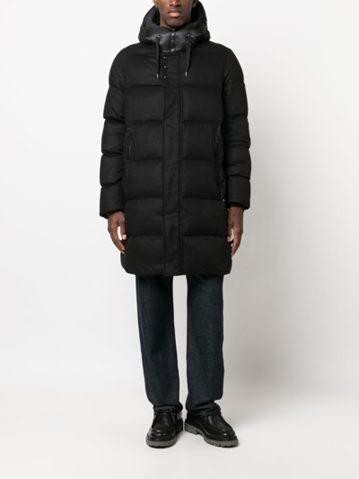 Herno Hooded Padded Mid-length Coat In Black