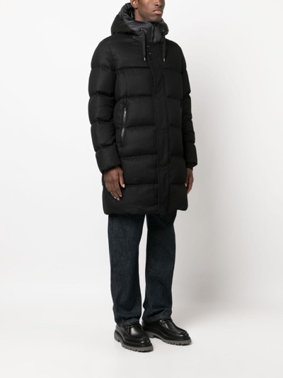 Herno Hooded Padded Mid-length Coat In Black