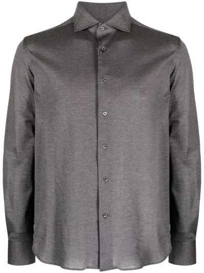 Shop Corneliani Long-sleeve Cotton Shirt In Grey