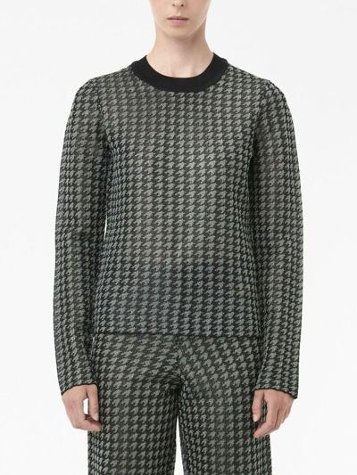 Jw Anderson Check-pattern Crew-neck Top In Black