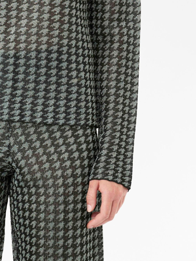 Jw Anderson Check-pattern Crew-neck Top In Black