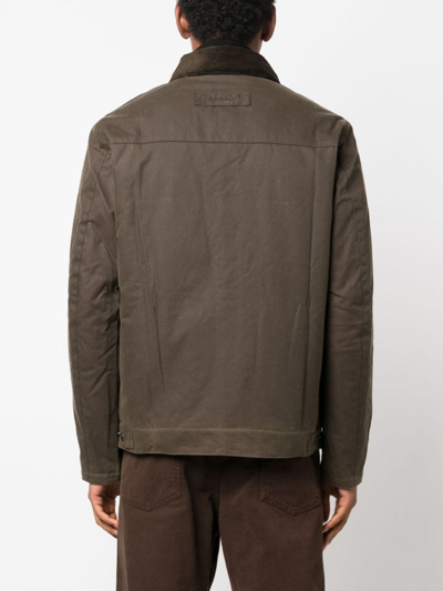 Barbour Brunden Wax Corduroy-collar Jacket In Green