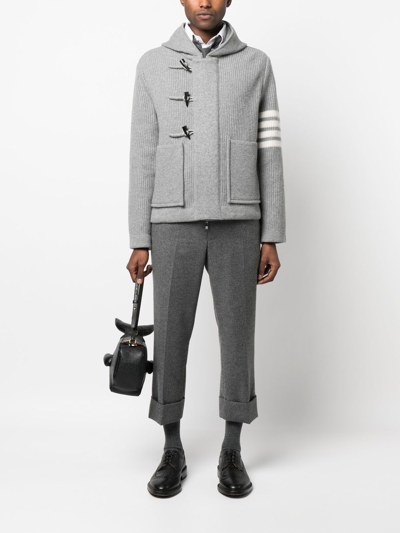 Shop Thom Browne Virgin-wool Hooded Duffle Jacket In Grey