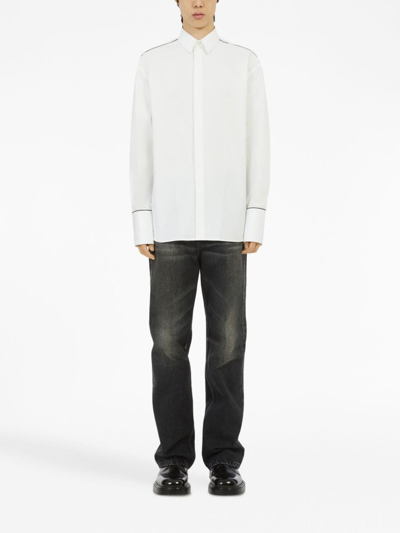 Shop Ferragamo Contrast-trim Cotton Shirt In White