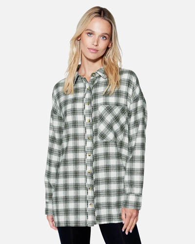 Shop Inmocean Women's Odessa Plaid Boyfriend Shirt In Cypress Green