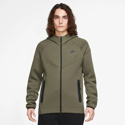 Shop Nike Mens  Tech Fleece Full-zip Hoodie In Medium Olive/black