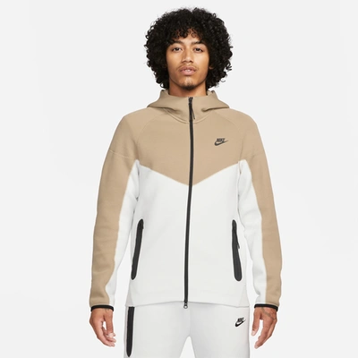 Shop Nike Mens  Tech Fleece Full-zip Hoodie In Beige/white