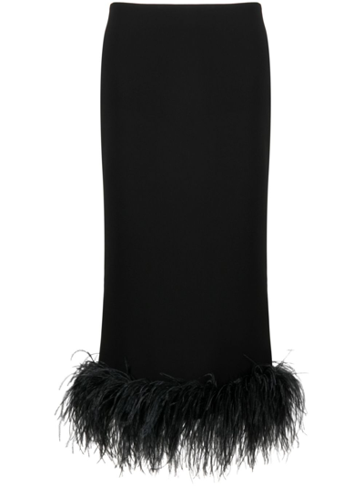 Shop 16arlington Black Petya Feather-trim Skirt