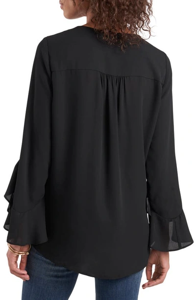 Vince Camuto Flutter Sleeve Crossover Top In Rich Black