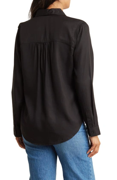 Shop Ecothreads Long Sleeve Button-up Shirt In Jet Black