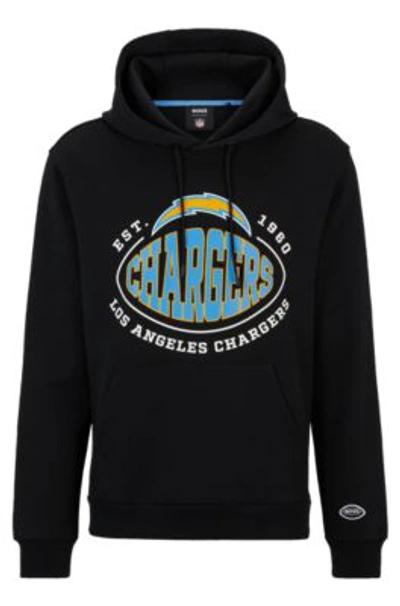 Shop Hugo Boss Boss X Nfl Cotton-blend Hoodie With Collaborative Branding In Chargers