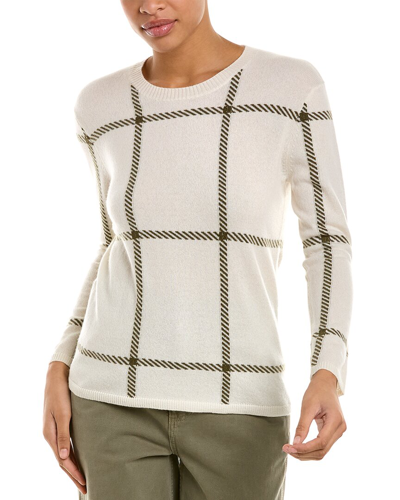 Shop Kier + J Crewneck Pullover Cashmere Sweater In White