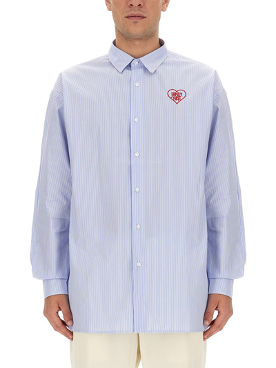 Shop Family First Shirt With Logo In Azure