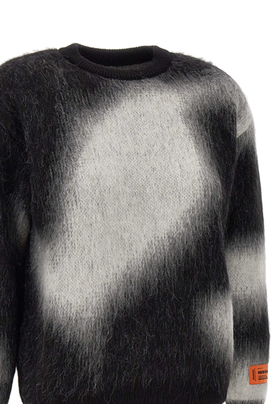 Shop Heron Preston Aop Knit Crewneck Alpaca Wool Blend Sweater In Black-white