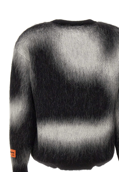 Shop Heron Preston Aop Knit Crewneck Alpaca Wool Blend Sweater In Black-white