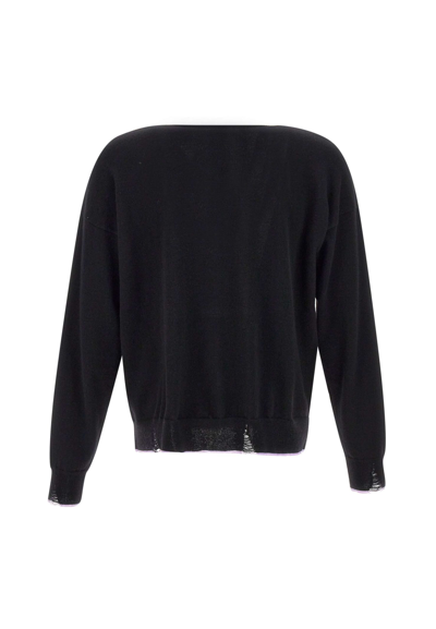 Shop Dsquared2 Fluo Trim Wool And Cashmere Cardigan In Black