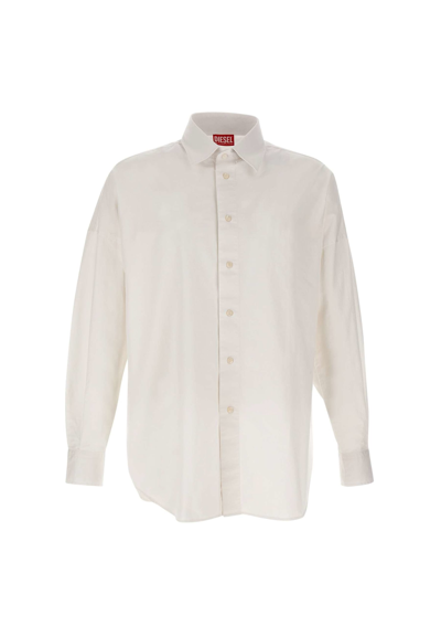 Shop Diesel S-limo Cotton Shirt In White