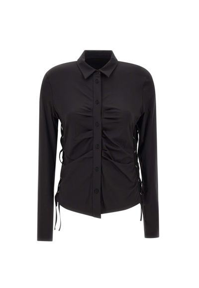 Heron Preston Lace-up Ruched Shirt In Black