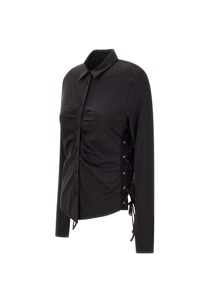 Shop Heron Preston Lace Up Stretch Shirt In Black