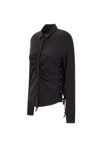 Heron Preston Lace-up Ruched Shirt In Black
