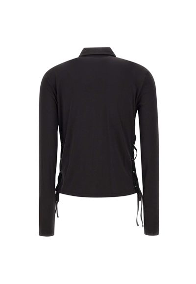 Heron Preston Lace-up Ruched Shirt In Black