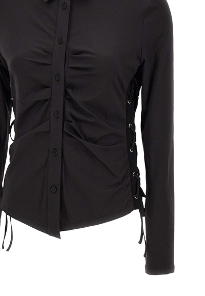 Heron Preston Lace-up Ruched Shirt In Black
