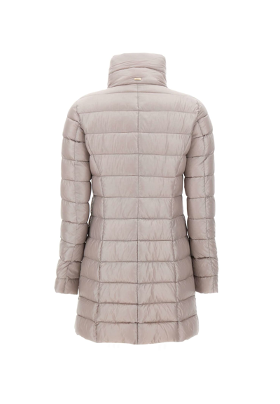 Herno Quilted Padded High Collar Down Jacket In Beige
