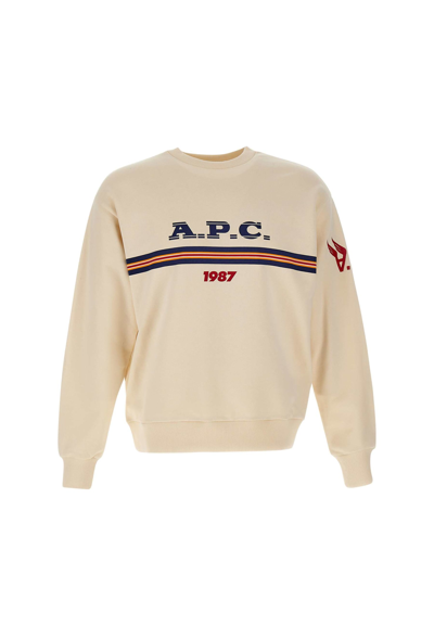 Shop Apc Sweat Adam Cotton Sweatshirt In White