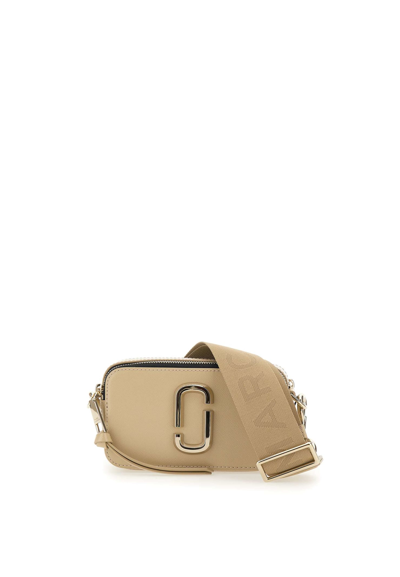 Shop Marc Jacobs The Snapshot Leather Bag In Beige