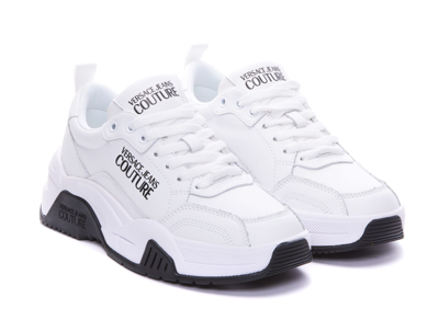 Shop Versace Jeans Couture Logo Sneakers In White