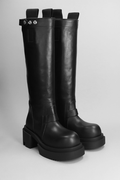 Shop Rick Owens Pull On Bogun High Heels Boots In Black Leather