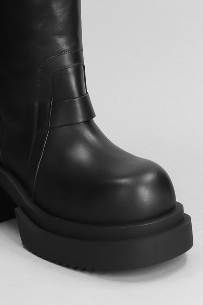 Shop Rick Owens Pull On Bogun High Heels Boots In Black Leather