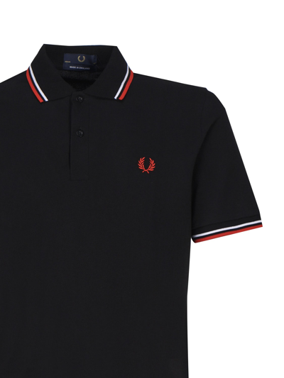 Shop Fred Perry Logo Polo T-shirt In Black