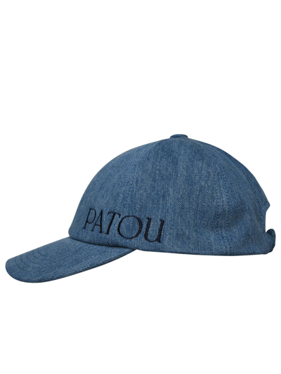 Patou Logo Denim Baseball Cap In Light Blue