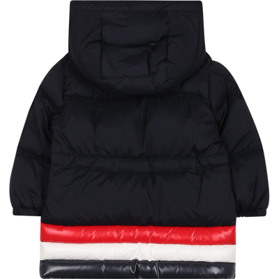 Shop Moncler Blue Marat Down Jacket For Baby Boy With Logo