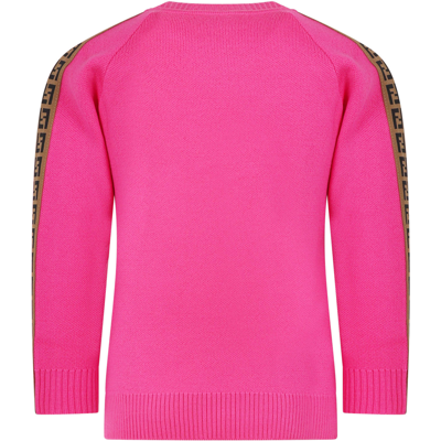 Shop Fendi Fuchsia Sweater For Girl With Double Ff