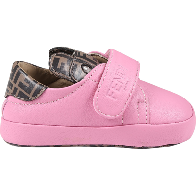 Shop Fendi Fuchsia Sneakers For Baby Girl