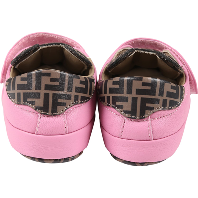 Shop Fendi Fuchsia Sneakers For Baby Girl