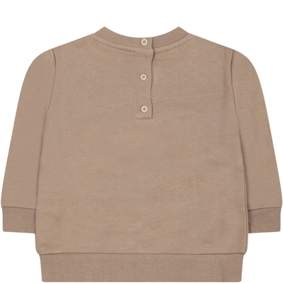 Shop Fendi Brown Sweatshirt For Baby Boy With Logo