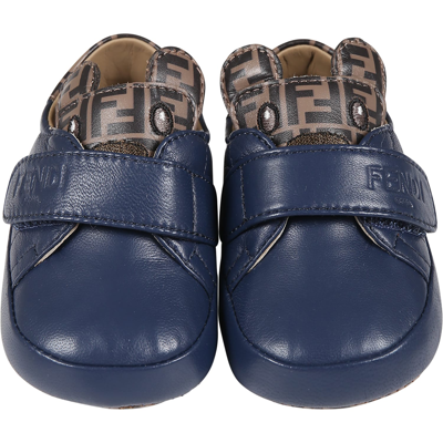 Shop Fendi Blue Sneakers For Baby Boy