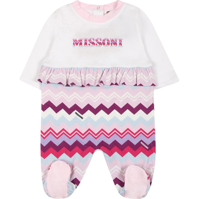 Shop Missoni Purple Set For Baby Girl With Logo In Multicolor